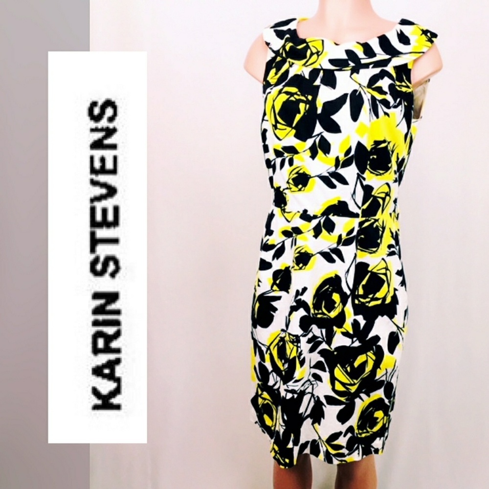 Vintage Karin Stevens sleeveless dress midi sz 10